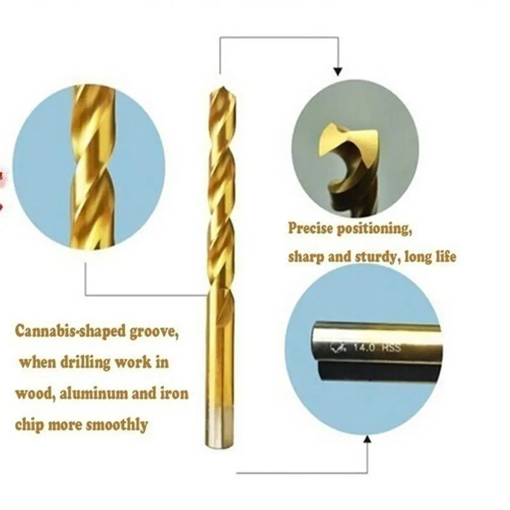 Gold/Sliver 50 PCS Titanium Coated HSS Vogue Steel Drill Bit Set Tool 1/1.5/2/2.5/3mm Drill Bit Tools
Gold/Sliver 50 PCS Titanium Coated HSS Vogue Steel Drill Bit Set Tool 1/1.5/2/2.5/3mm Drill Bit Tools