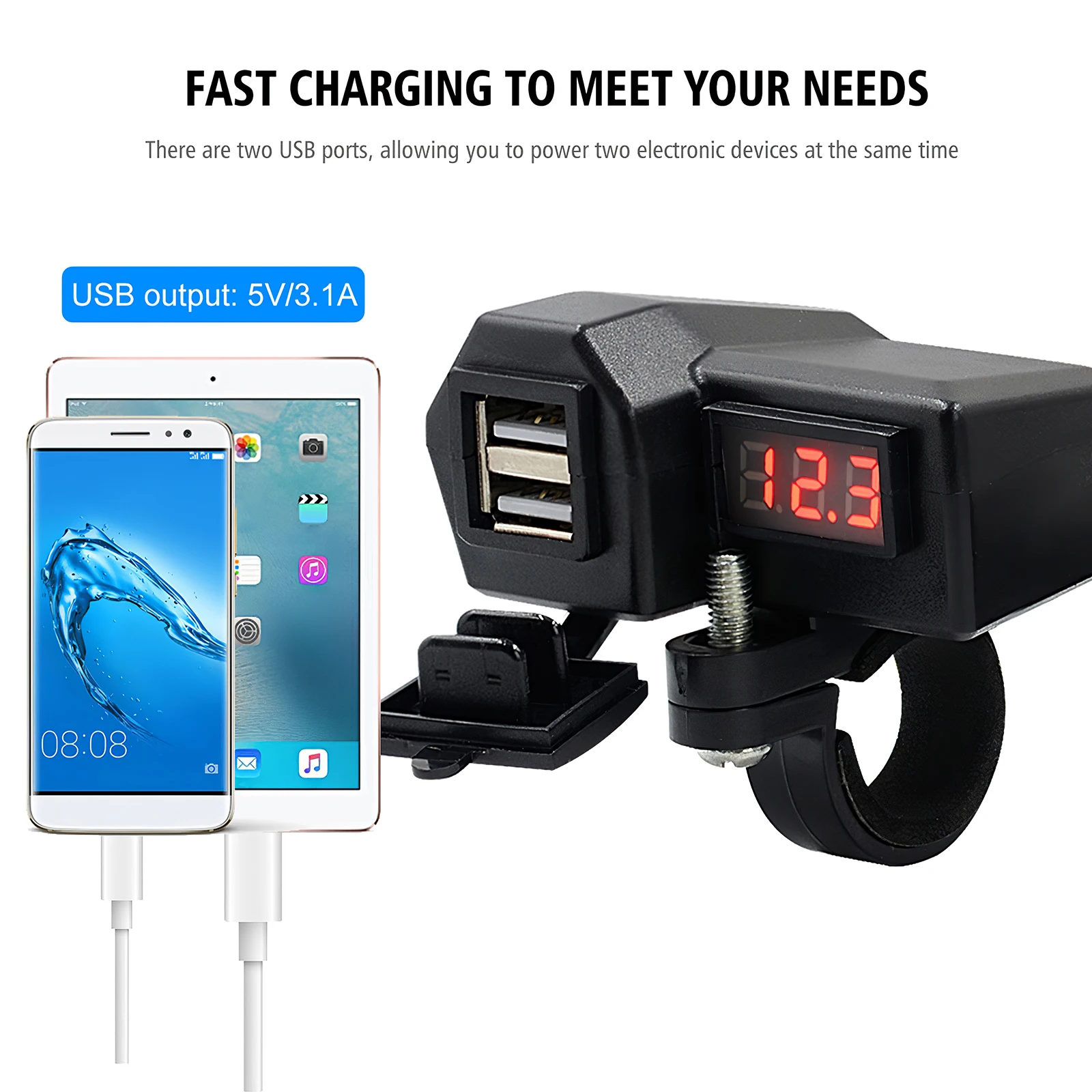 New 2 USB Port 3.1A Motorcycle Fast Charger With Voltage Display Motorcycle Charger Adapter Cigarette Lighter For Phone Charger
New 2 USB Port 3.1A Motorcycle Fast Charger With Voltage Display Motorcycle Charger Adapter Cigarette Lighter For Phone Charger