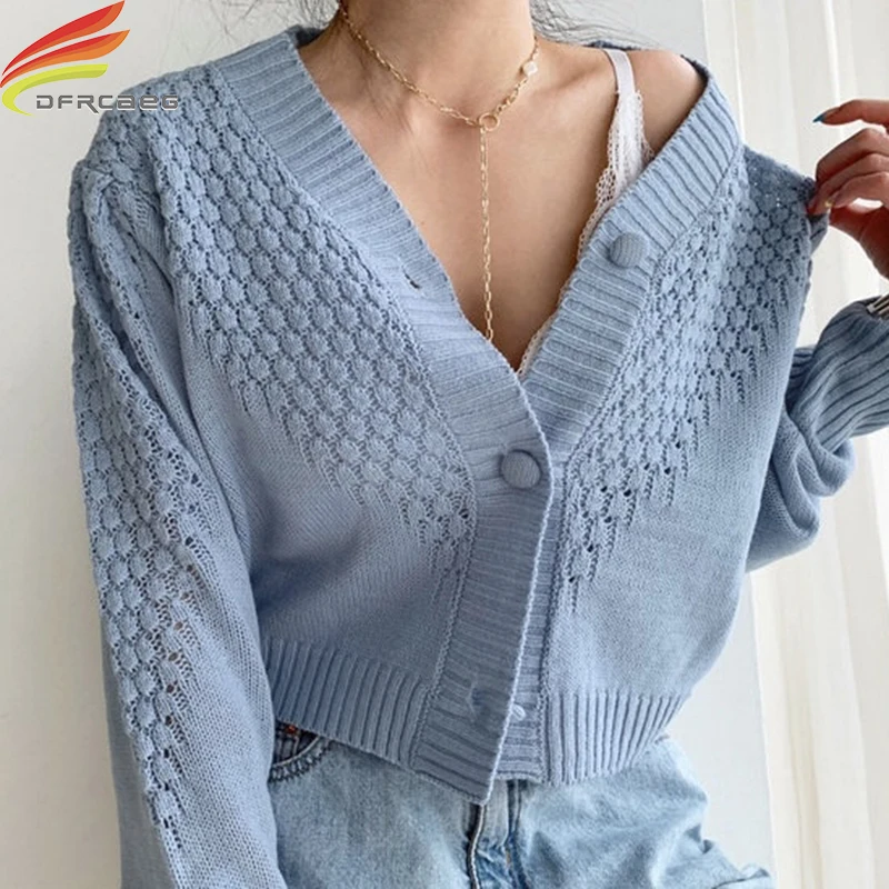 Cardigan Women 2020 Autumn Winter New Women's V-Neck Cropped Knitwear Knitted Hollow Out Short Cardigans Korean Lady Sweaters
Cardigan Women 2020 Autumn Winter New Women's V-Neck Cropped Knitwear Knitted Hollow Out Short Cardigans Korean Lady Sweaters