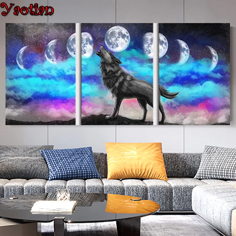 3 Panels Diy Diamond Painting Wolf Moon Scenery 5D Mosaic Pattern Full Square Diamond Embroidery Rhinestones Home decor arts
3 Panels Diy Diamond Painting Wolf Moon Scenery 5D Mosaic Pattern Full Square Diamond Embroidery Rhinestones Home decor arts