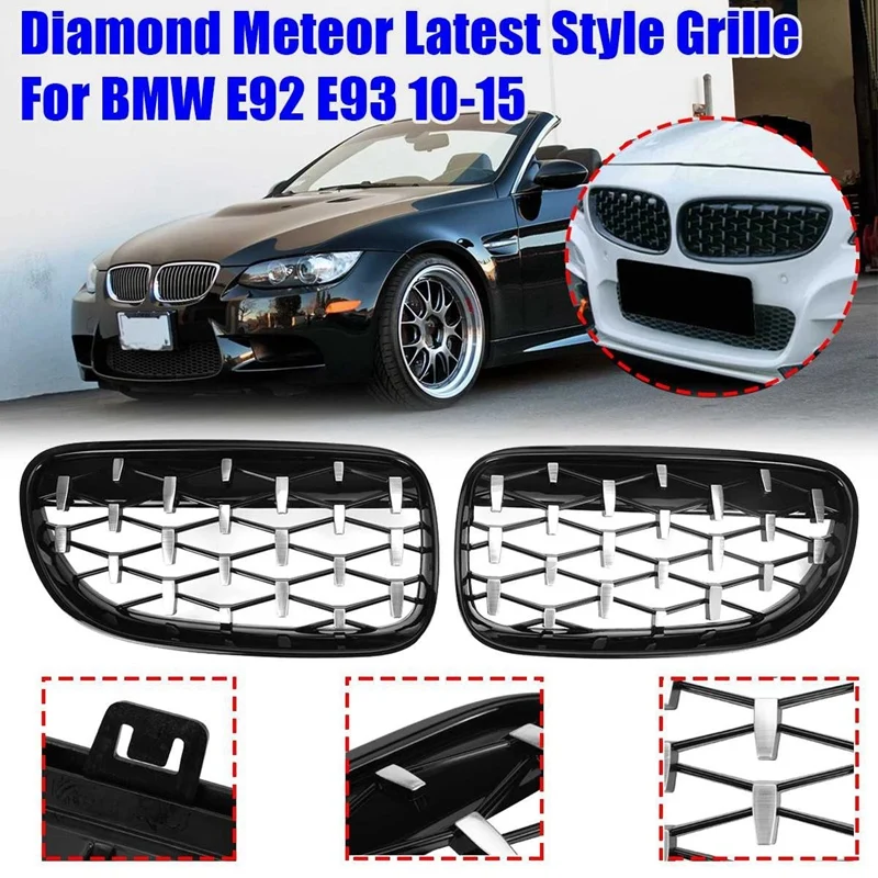 Gloss Black&Chrome Diamond Meteor Style Grille for BMW 3 Series E92 E93 2010-2015 51137254969 51137254970
Gloss Black&Chrome Diamond Meteor Style Grille for BMW 3 Series E92 E93 2010-2015 51137254969 51137254970