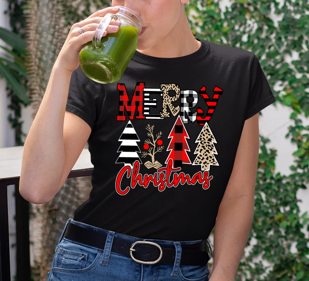 Merry Christmas Colorful Trees Printed T-shirts Graphic T Shirts for Women Casual Aesthetic Clothes Crew Neck Ladies Top Female
Merry Christmas Colorful Trees Printed T-shirts Graphic T Shirts for Women Casual Aesthetic Clothes Crew Neck Ladies Top Female
