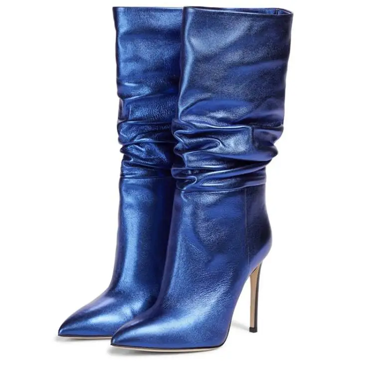 Mid Calf Lady stiletto high heel pointed toe fold pleated boots fashion catwalk sleeve women's boots plus size botines mujer
Mid Calf Lady stiletto high heel pointed toe fold pleated boots fashion catwalk sleeve women's boots plus size botines mujer