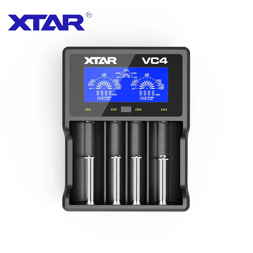 

XTAR VC4 18650 Battery Charger Display Charging For Rechargeable LiIon Batteries 10400-32650 1.2V AAA AA A Battery Charger 21700