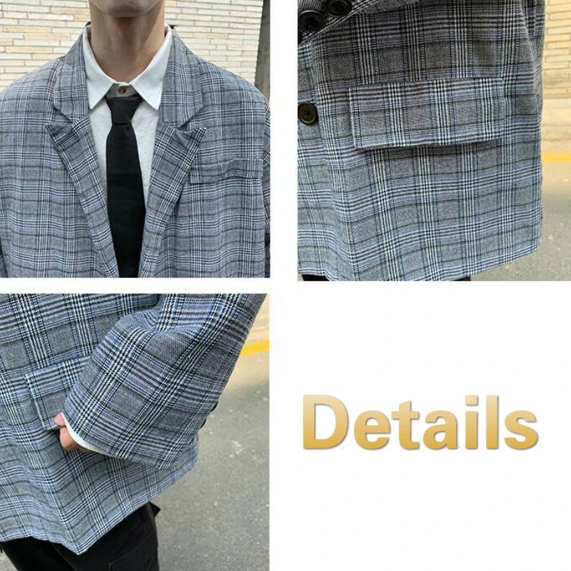 Blazers Men Single Button Plaid Chic Casual Suits Mens Korean Style BF Plus Size 2XL Loose Stylish Retro Couples Daily Outwear
Blazers Men Single Button Plaid Chic Casual Suits Mens Korean Style BF Plus Size 2XL Loose Stylish Retro Couples Daily Outwear