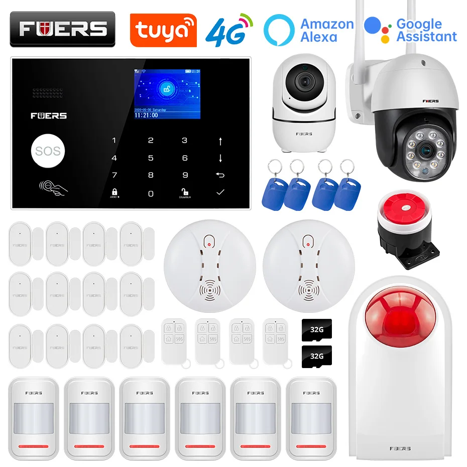 Домашняя охранная сигнализация Fuers G34 с Wi-Fi, 4G, датчики движения и дыма, управление через приложение
Домашняя охранная сигнализация Fuers G34 с Wi-Fi, 4G, датчики движения и дыма, управление через приложение