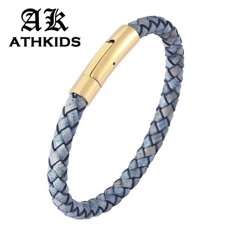 Trendy Blue Braided Leather Bracelet Unisex Jewelry Leather Bangle Stainless Steel Clasp Men Women Wrist Band Gifts PD0466
Trendy Blue Braided Leather Bracelet Unisex Jewelry Leather Bangle Stainless Steel Clasp Men Women Wrist Band Gifts PD0466