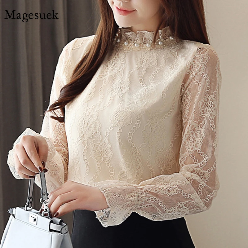 Autumn Lace Blouses Women Korean Beading Ruffle Clothes Long Sleeve Shirt Women Elegant Lace Top Blusas Mujer De Moda 2021 10641
Autumn Lace Blouses Women Korean Beading Ruffle Clothes Long Sleeve Shirt Women Elegant Lace Top Blusas Mujer De Moda 2021 10641