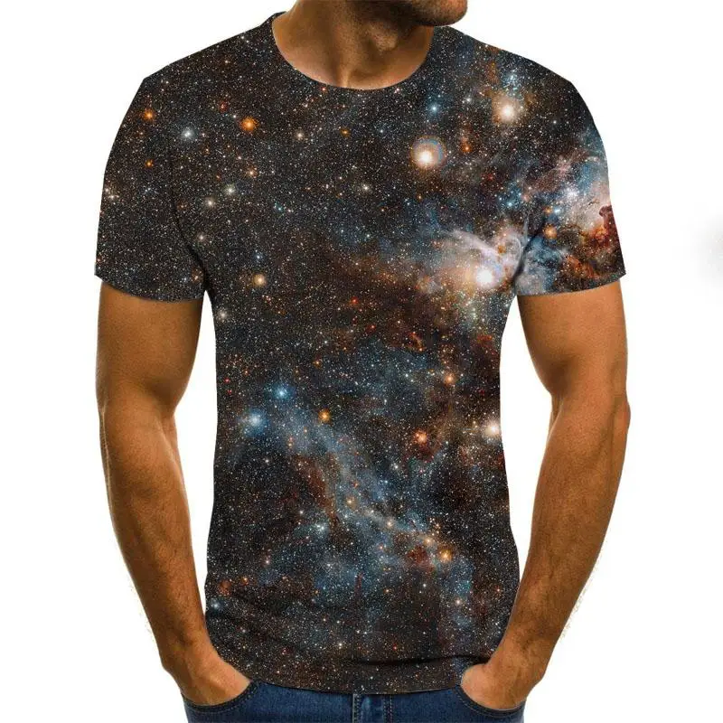 Galaxy space pattern printing 3D T-shirt casual summer style fashion short-sleeved men's shirt art street cloth | Мужская одежда