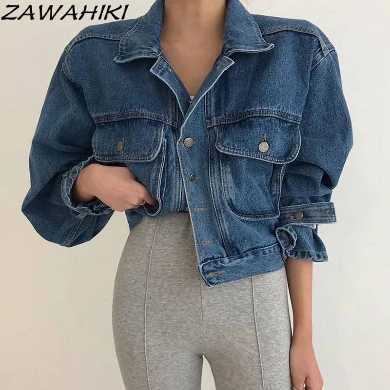 Zawхиты корейский шикарный винтажный элегантный джинсовый пиджак для женщин осенний отложной воротник с длинным рукавом Свободная короткая...
Zawхиты корейский шикарный винтажный элегантный джинсовый пиджак для женщин осенний отложной воротник с длинным рукавом Свободная короткая...