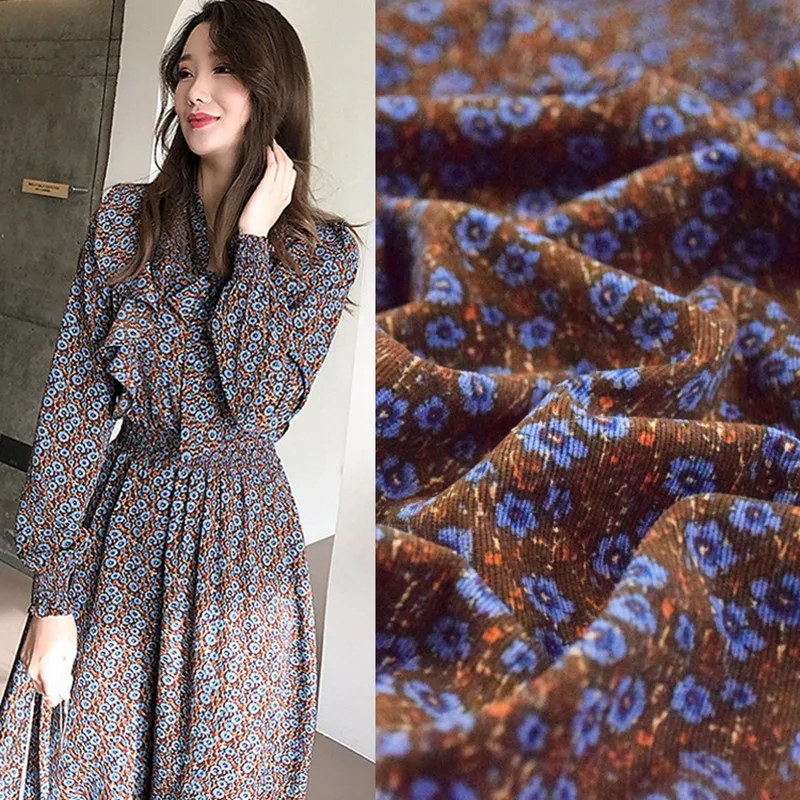 Half Meter Retro Brown Bottom With Blue Purple Flower Print Cotton Corduroy Fabric For Autumn Winter Dress Trousers Shoe Surface
Half Meter Retro Brown Bottom With Blue Purple Flower Print Cotton Corduroy Fabric For Autumn Winter Dress Trousers Shoe Surface