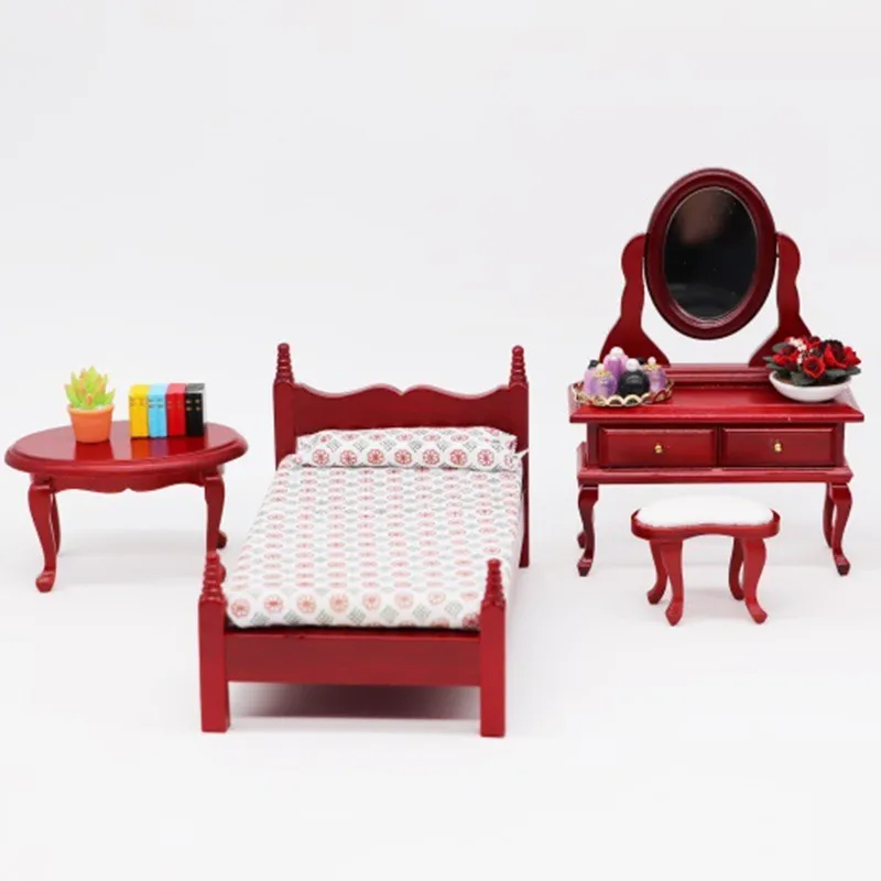 Dollhouse Miniature Bedroom European Wooden Furniture Dresser With Mirror & Stool
Dollhouse Miniature Bedroom European Wooden Furniture Dresser With Mirror & Stool