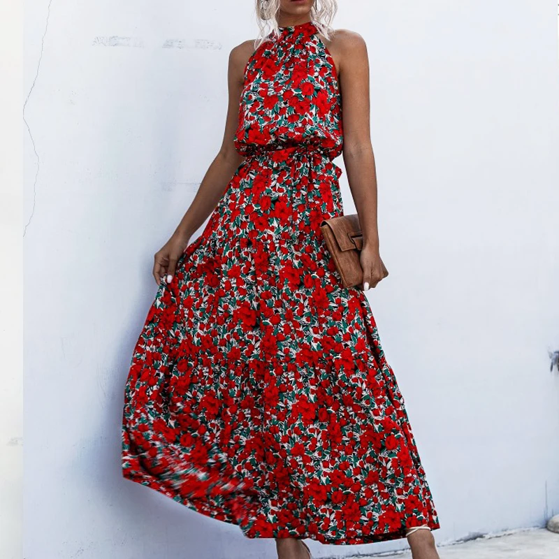 2021 Summer New Elegant Sexy beach long Dress Women Fashion Print Flowers Polka-dot Ladies Halter boho dress women vestidos
2021 Summer New Elegant Sexy beach long Dress Women Fashion Print Flowers Polka-dot Ladies Halter boho dress women vestidos