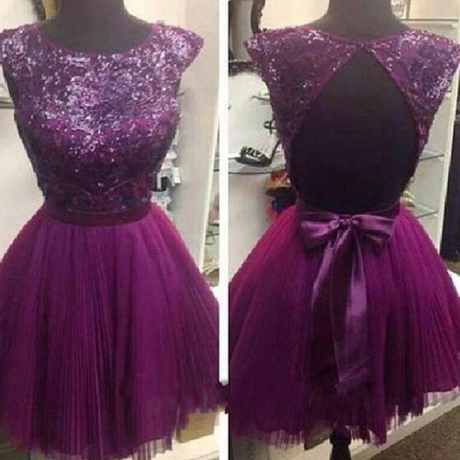 Charming Sexy A Line Short Purple Prom Dresses Sleeveless Crew Cut Out Back Sheer Bling Sequin Homecoming Party Gowns
Charming Sexy A Line Short Purple Prom Dresses Sleeveless Crew Cut Out Back Sheer Bling Sequin Homecoming Party Gowns