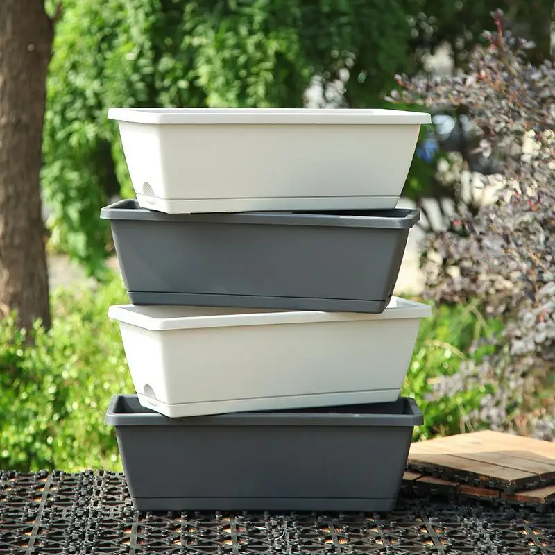 Lazy Plastic Flower Pots Family Balcony Planting Vegetables And Flowers Extra Large Rectangular Planting Groove 
Lazy Plastic Flower Pots Family Balcony Planting Vegetables And Flowers Extra Large Rectangular Planting Groove