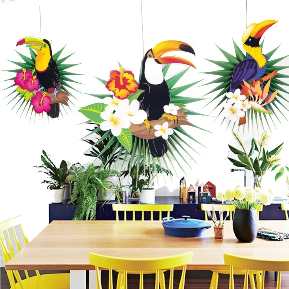 Tropical Party Hawaiian Decoration 3pcs Hanging Paper Fans Flamingo Toucan Palm Leaves Pattern Summer Birthday Wedding Decor
Tropical Party Hawaiian Decoration 3pcs Hanging Paper Fans Flamingo Toucan Palm Leaves Pattern Summer Birthday Wedding Decor