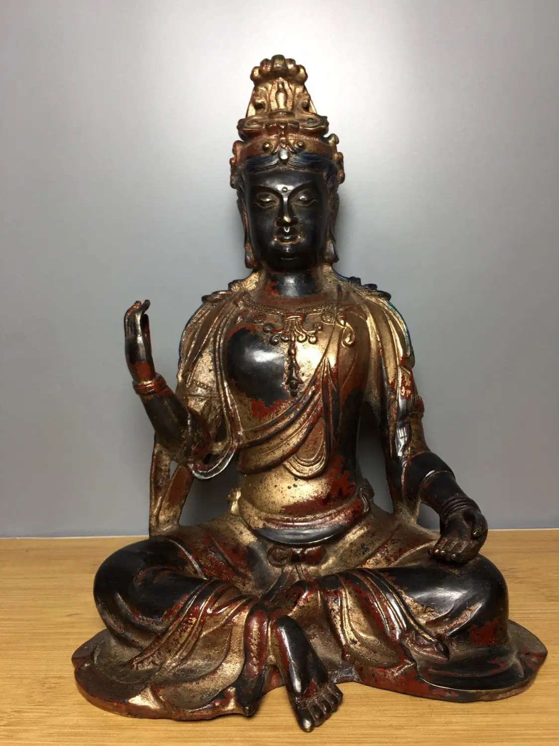 Home Decor 11" Tibet Buddhism Old Bronze Cinnabars Guanyin Void Guanyin Amitabha Enshrine the Buddha
Home Decor 11" Tibet Buddhism Old Bronze Cinnabars Guanyin Void Guanyin Amitabha Enshrine the Buddha