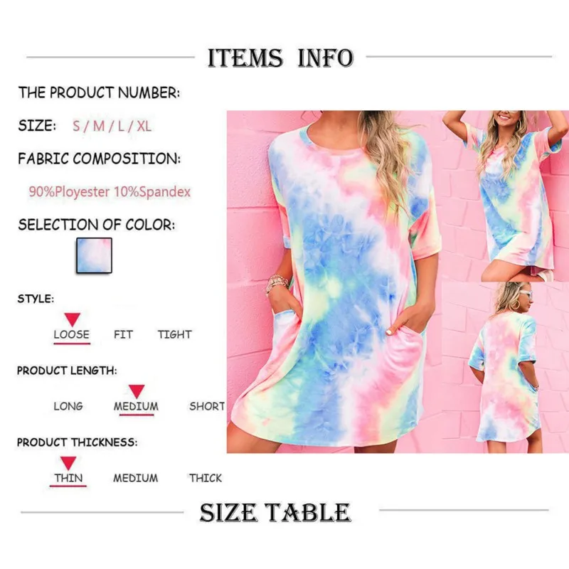 Ladies' Summer Casual Round Neck Vestidos Fresh Tie-dye Printed Straight T-shirt Dress For Women
Ladies' Summer Casual Round Neck Vestidos Fresh Tie-dye Printed Straight T-shirt Dress For Women