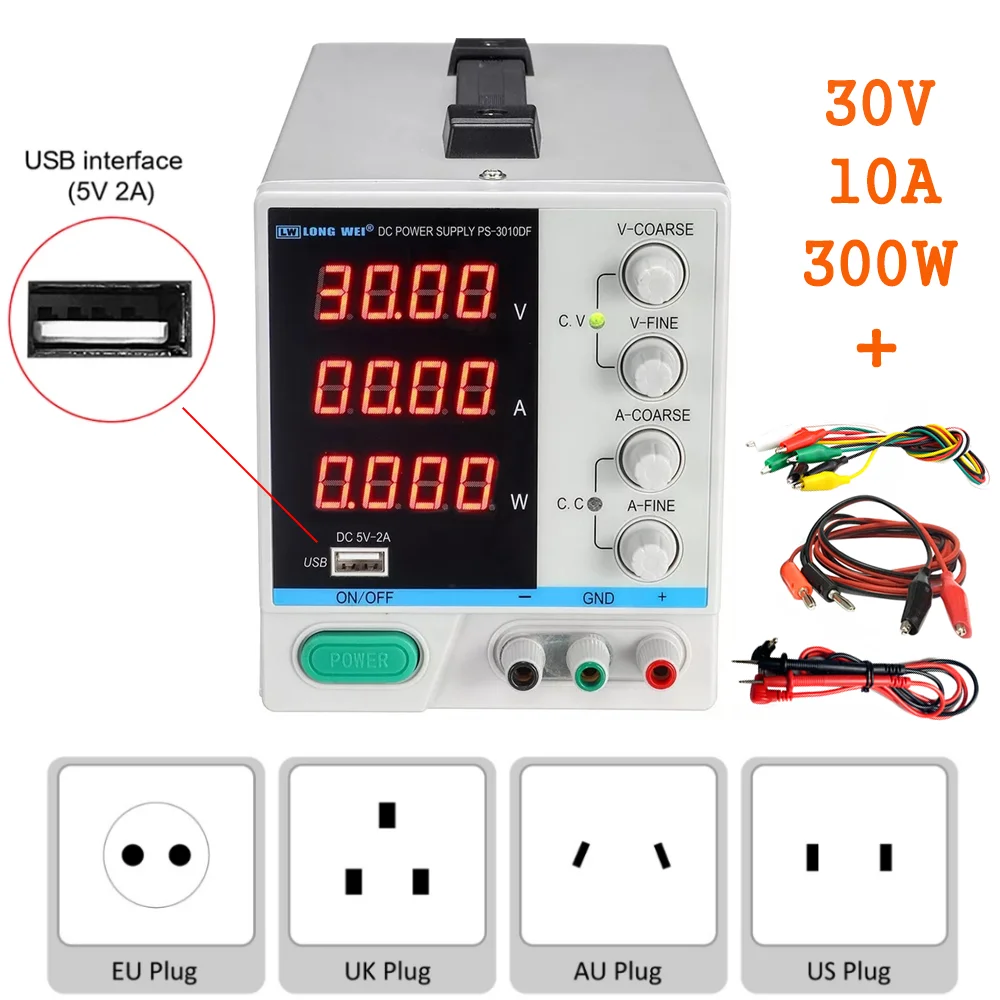 Wanptek Adjustable DC Laboratory 30V 10A Lab Power Supply USB Charging Interface Stabilizer Switching Power Supply Repair Tools
Wanptek Adjustable DC Laboratory 30V 10A Lab Power Supply USB Charging Interface Stabilizer Switching Power Supply Repair Tools