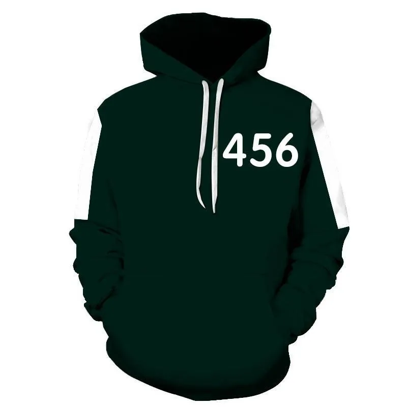 Squid Game Sportswear Round Six Men Women Cosplay Costume Coat 456 067 001 Adult Autumn Casual Pullovers 3D Hip Hop Hoodies
Squid Game Sportswear Round Six Men Women Cosplay Costume Coat 456 067 001 Adult Autumn Casual Pullovers 3D Hip Hop Hoodies