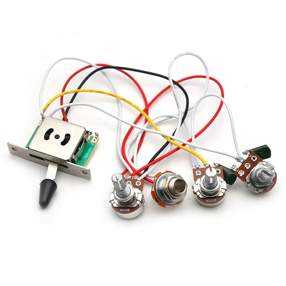 Electric Guitar PreWired Wi Harness 1 Volume 2 Tone Control 5 Way Switch A500K B500K Pots Line Assembly 5-position Switch
Electric Guitar PreWired Wi Harness 1 Volume 2 Tone Control 5 Way Switch A500K B500K Pots Line Assembly 5-position Switch