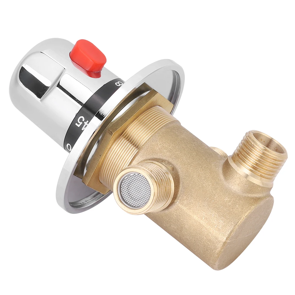 

3 Way Brass G1/2in Thermostatic Mixing Valve Faucet Temperature Mixer Control Valve Home Bathroom