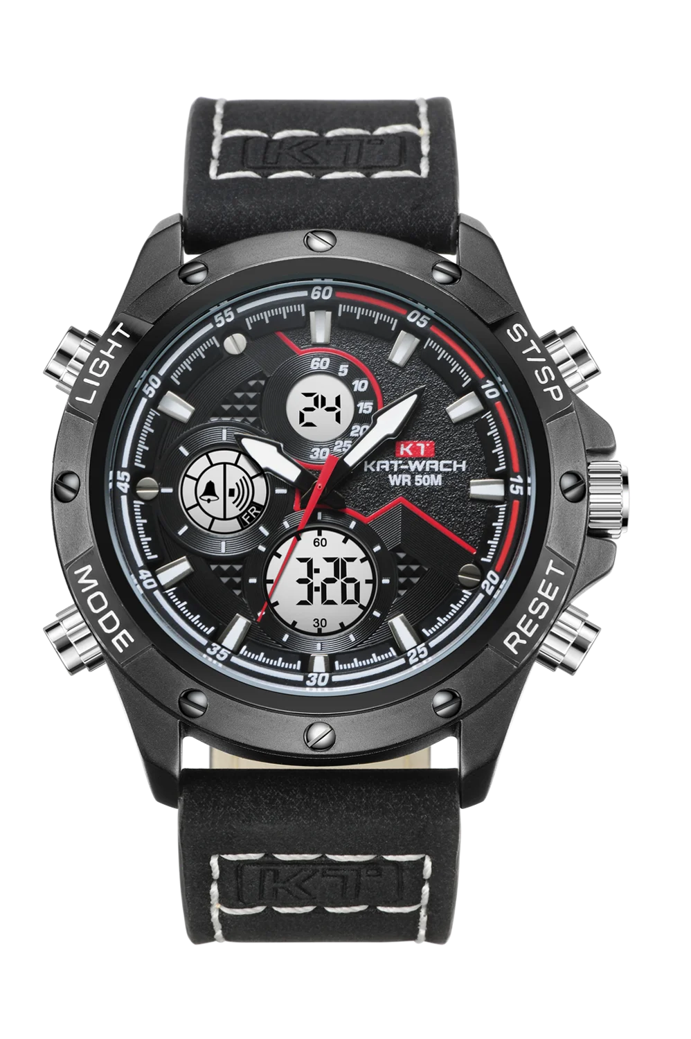 KT Watches Men 2020 Wrist Watch Quartz Sport Leather Gifts Luxury Waterproof Chronograph Analog Digital Mans Black KT1805 | Наручные часы