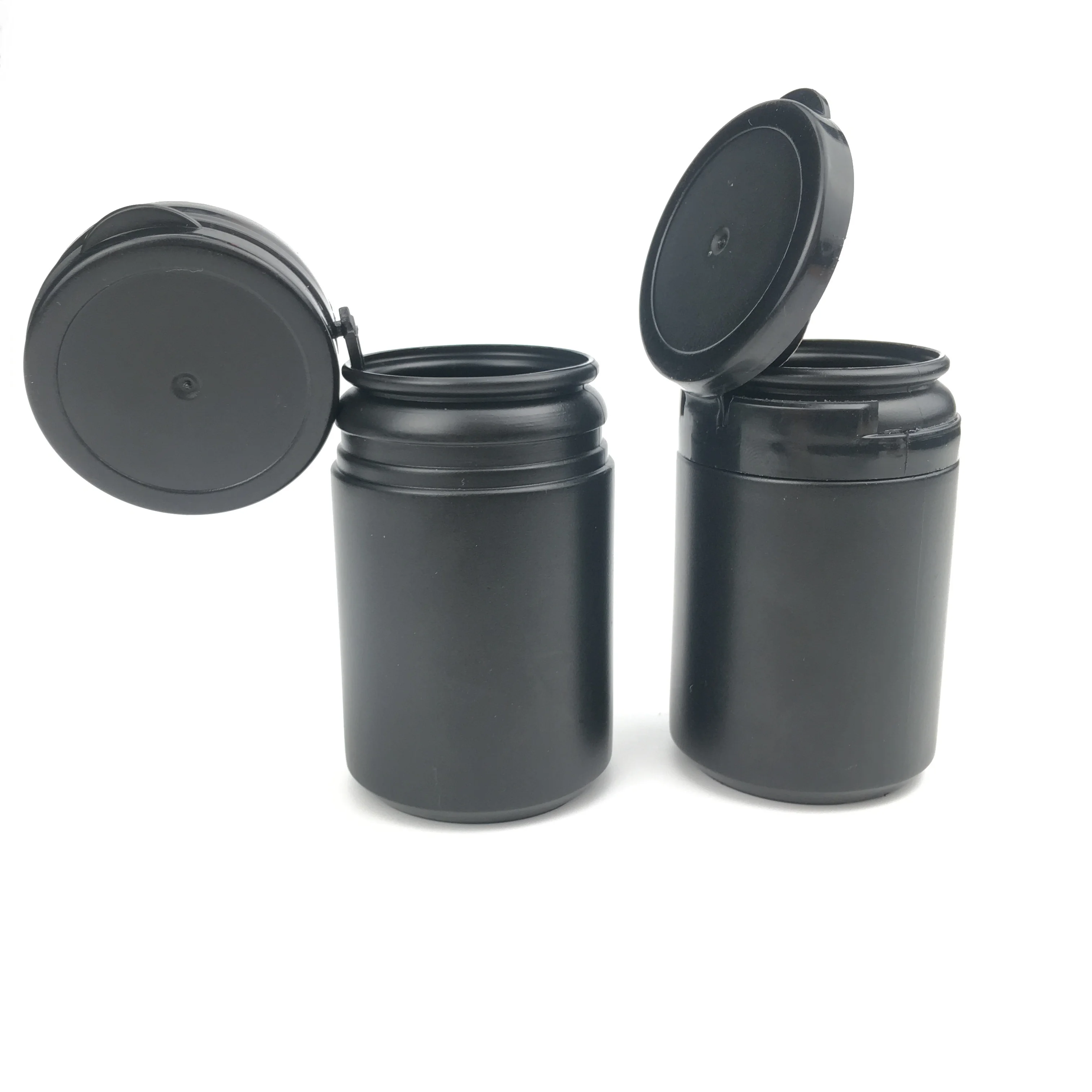 

24pcs 2oz 60ml Empty Black White Plastic HDPE Pill Bottle Capsules Container with Pull Ring cap For Chewing Gum Bottle