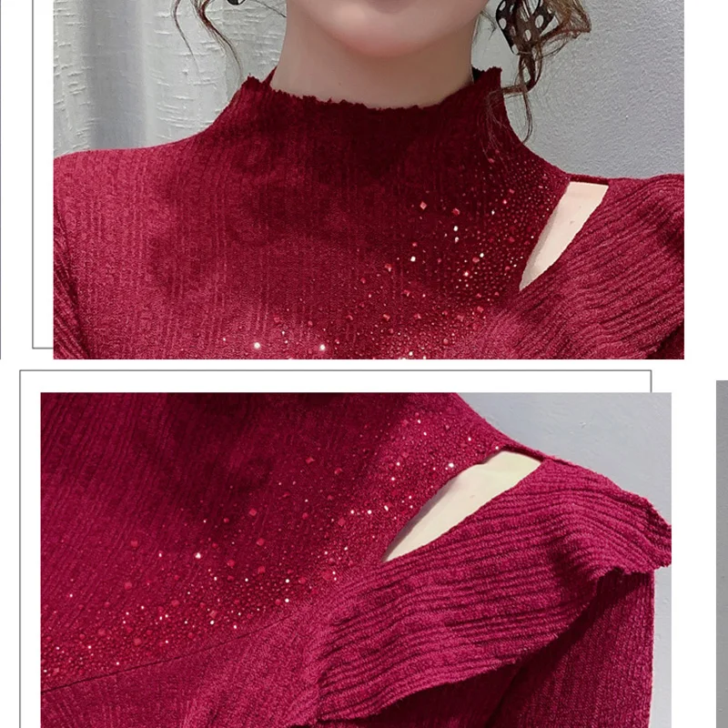 2020 Autumn Rhinestone Sexy Hollow out Sweaters Off shoulder Long Sleeve Pullovers Winter Slim-Fit Women Ruffled Jumpers Mujer
2020 Autumn Rhinestone Sexy Hollow out Sweaters Off shoulder Long Sleeve Pullovers Winter Slim-Fit Women Ruffled Jumpers Mujer