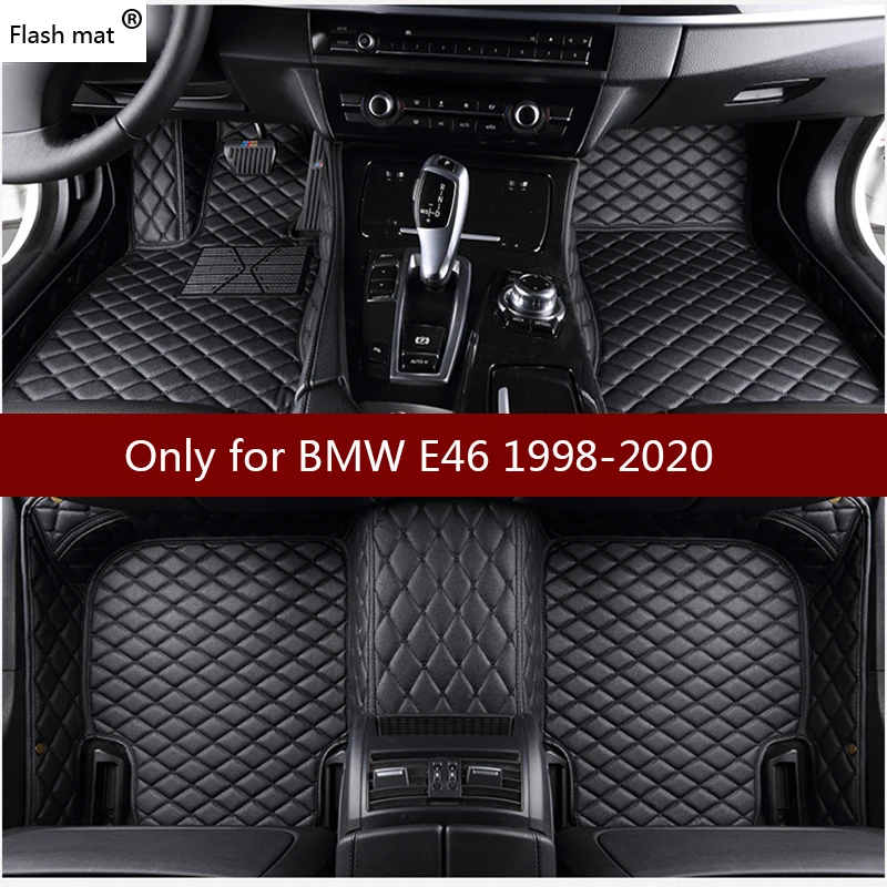 

Flash mat leather car floor mats for Bmw E46 3series 1998 1999 - 2016 2017 2018 Custom auto foot Pads automobile carpet cover