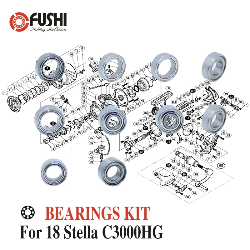 

Fishing Reel Stainless Steel Ball Bearings Kit For Shimano 14 Stella C3000HG / 03446 Spinning reels Bearing Kits