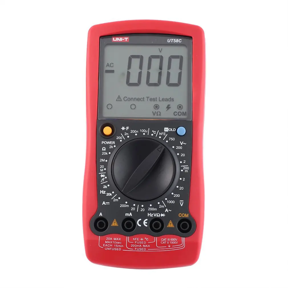 Digital Multimeter UNIT UT58C Voltage Current Meter Handheld Ammeter Ohm Diode Capacitance Tester 1999 Counts Multitester
Digital Multimeter UNIT UT58C Voltage Current Meter Handheld Ammeter Ohm Diode Capacitance Tester 1999 Counts Multitester