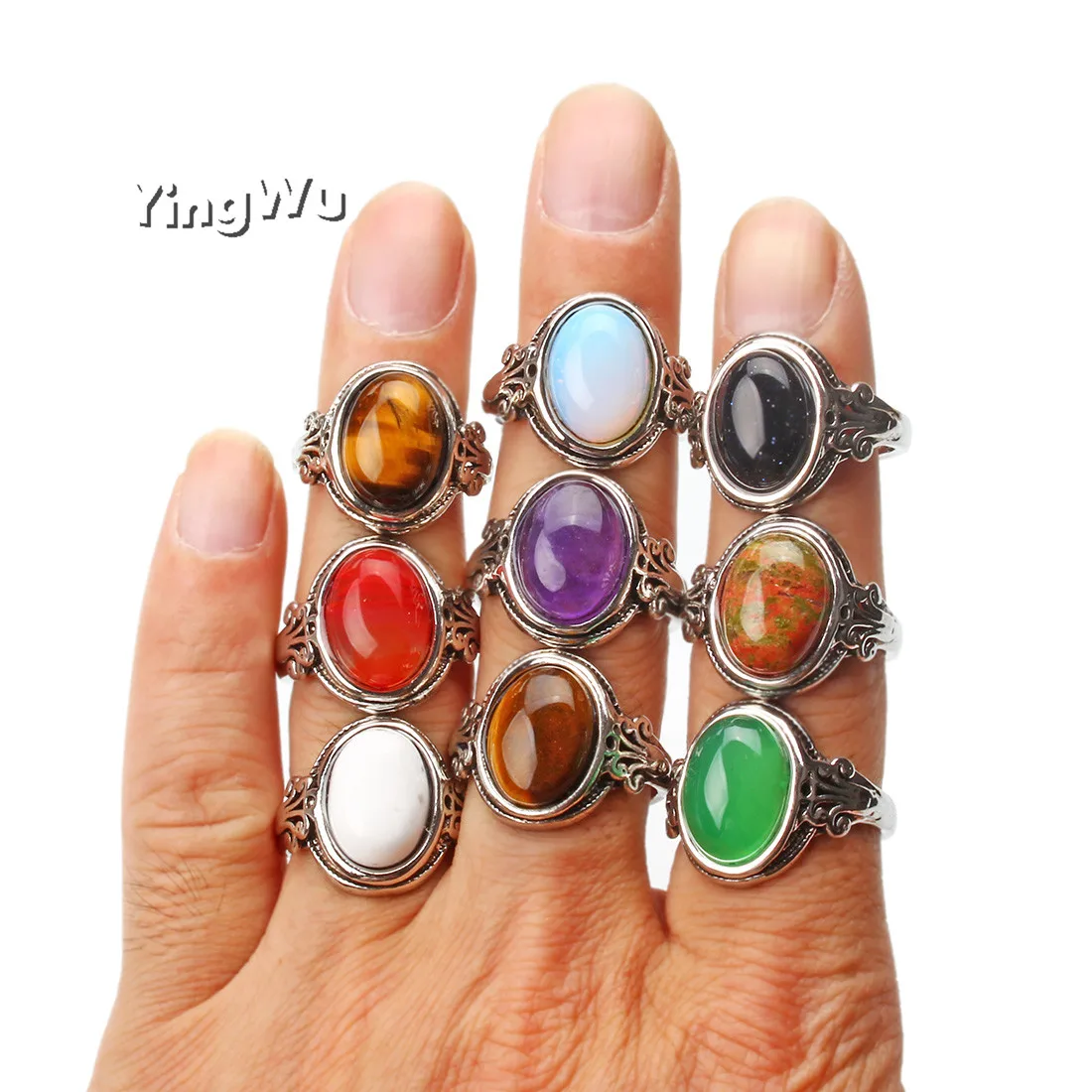 Yingwu 20pcs Wholesale Stylish Silver Plated Oval Mix Crystal Stone Natural Opal Quartz Ring Fashion Jewelry Ring
Yingwu 20pcs Wholesale Stylish Silver Plated Oval Mix Crystal Stone Natural Opal Quartz Ring Fashion Jewelry Ring