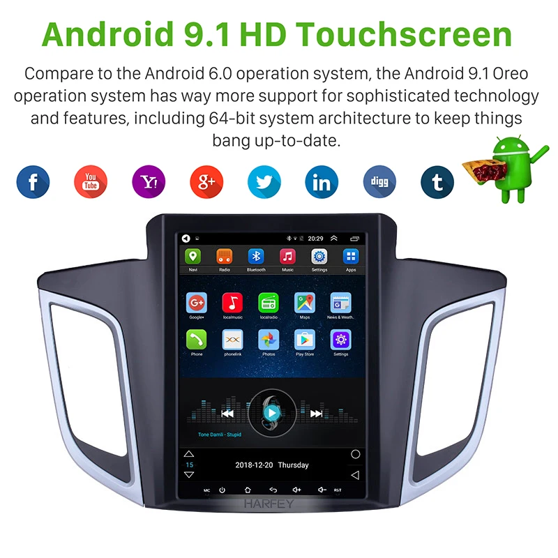 Harfey Multimedia Player 9.7" 4G LTE Car Radio for 2014 2015 Hyundai IX25 Android 9.1 GPS Navigat With Rearview camera WIFI DVR
Harfey Multimedia Player 9.7" 4G LTE Car Radio for 2014 2015 Hyundai IX25 Android 9.1 GPS Navigat With Rearview camera WIFI DVR