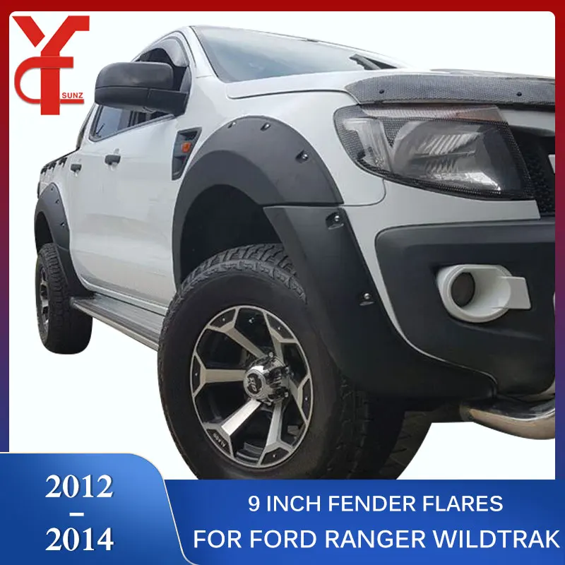 

9 Inch Fender Flares Wheel Arch Accessories Black Color Mudguards For Ford Ranger 2012 2013 2014 Wildtrak T6 Double Cabin