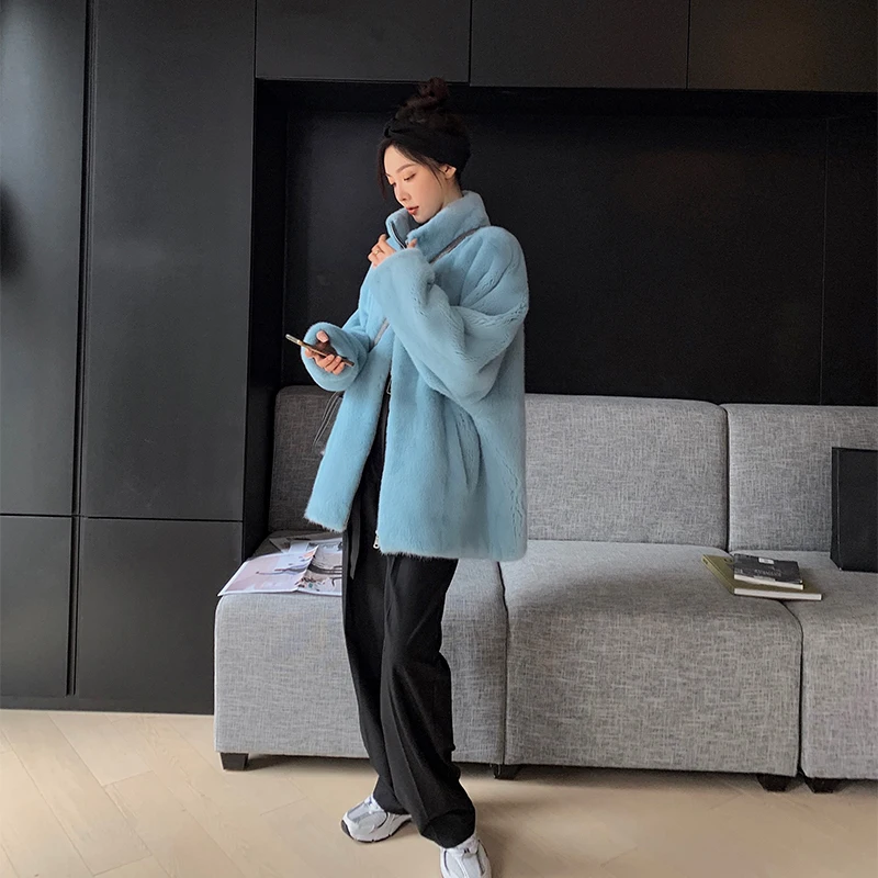 2021 winter new fake fur women's fashion casual stand-up collar solid color long-sleeved black sky blue jacket
2021 winter new fake fur women's fashion casual stand-up collar solid color long-sleeved black sky blue jacket