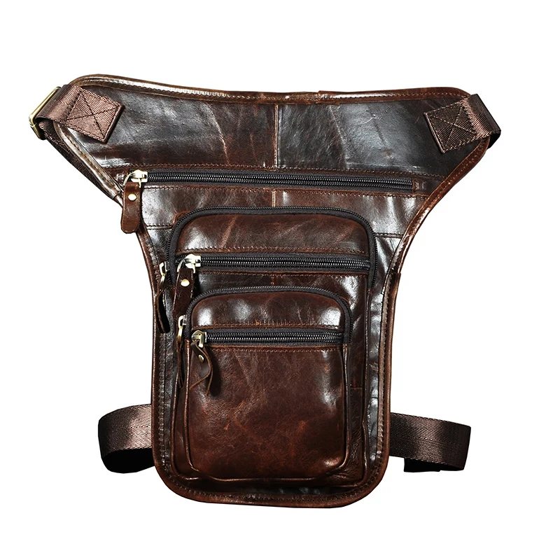 Quality Leather Men Design Coffee Casual 8" Tablet Messenger Bag Fashion Travel Fanny Waist Belt Pack Drop Leg Male 3111-c | Багаж и