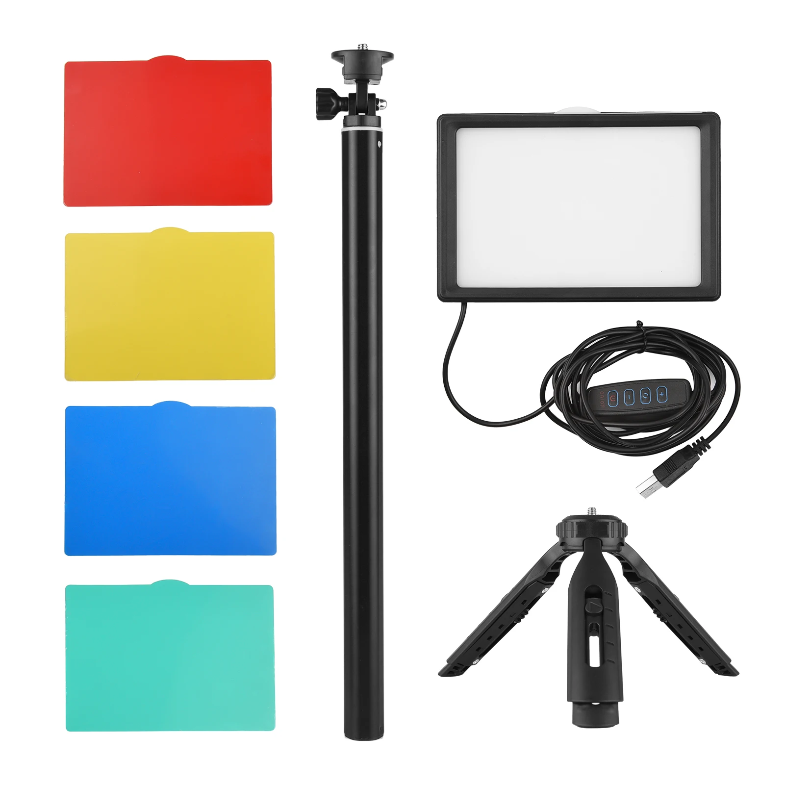 Andoer USB LED Video Light Photography Lighting 3200-5600K 120LEDs 58in Adjustable Height Tripod 5*Filters for Live Streaming 
Andoer USB LED Video Light Photography Lighting 3200-5600K 120LEDs 58in Adjustable Height Tripod 5*Filters for Live Streaming