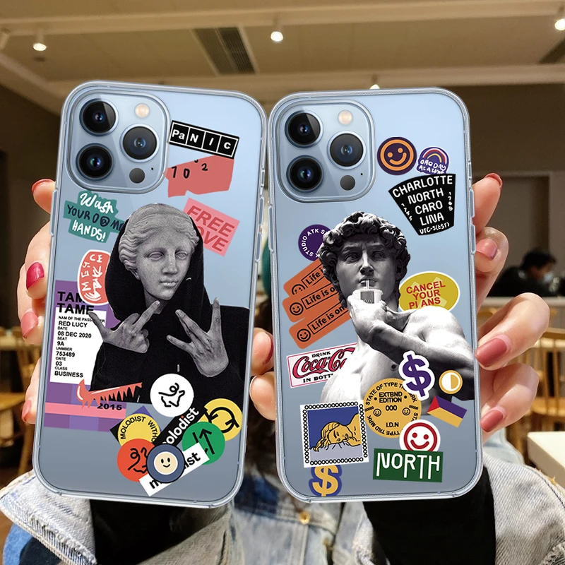 Retro sculpture Art label Soft Tpu Phone Case For iPhone 13 12 mini 7 8 Plus 11Pro MAX X XS SE2020 street fashion Silicone Cover
Retro sculpture Art label Soft Tpu Phone Case For iPhone 13 12 mini 7 8 Plus 11Pro MAX X XS SE2020 street fashion Silicone Cover