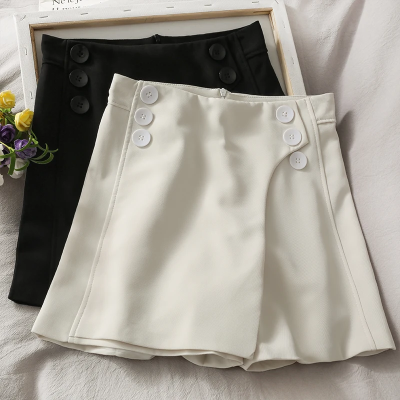 Unua amo 2021 Summer Wide Leg Shorts Skirts Women Fashion Double-breasted Decoration Asymmetrical High Waist Shorts
Unua amo 2021 Summer Wide Leg Shorts Skirts Women Fashion Double-breasted Decoration Asymmetrical High Waist Shorts