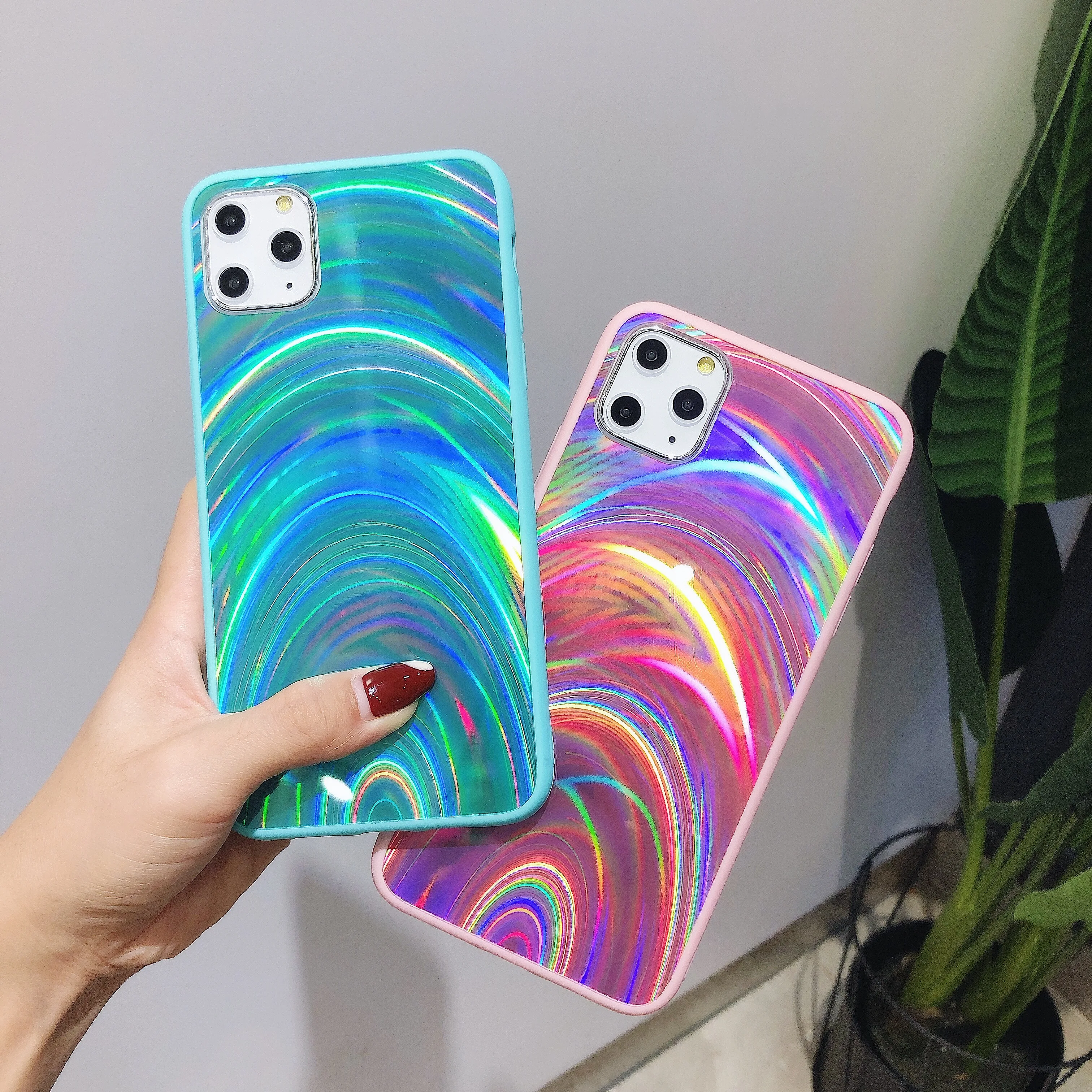 Радужный зеркальный глянцевый чехол для iphone X XR XS 11 Pro Max 6S 6 7 8 plus защитный