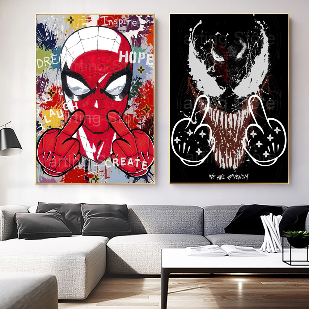 Funny Spiderman Give The Middle Finger Wall Art Posters Motivational Graffiti Marvel Superhero Canvas Prints Decorative Painting
Funny Spiderman Give The Middle Finger Wall Art Posters Motivational Graffiti Marvel Superhero Canvas Prints Decorative Painting