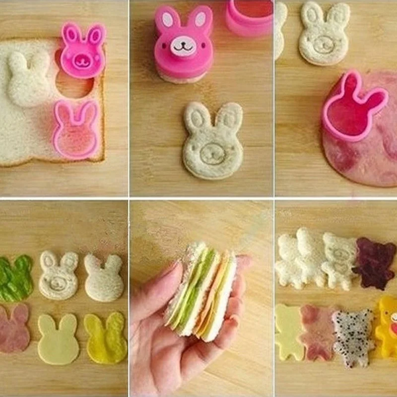 3 Pcs Cute Sandwich Cutters Mini Cookie Cutter rabbit/Bear/flower Shape Set Bread Biscuit Embossed Device For Kids Bento Molds
3 Pcs Cute Sandwich Cutters Mini Cookie Cutter rabbit/Bear/flower Shape Set Bread Biscuit Embossed Device For Kids Bento Molds