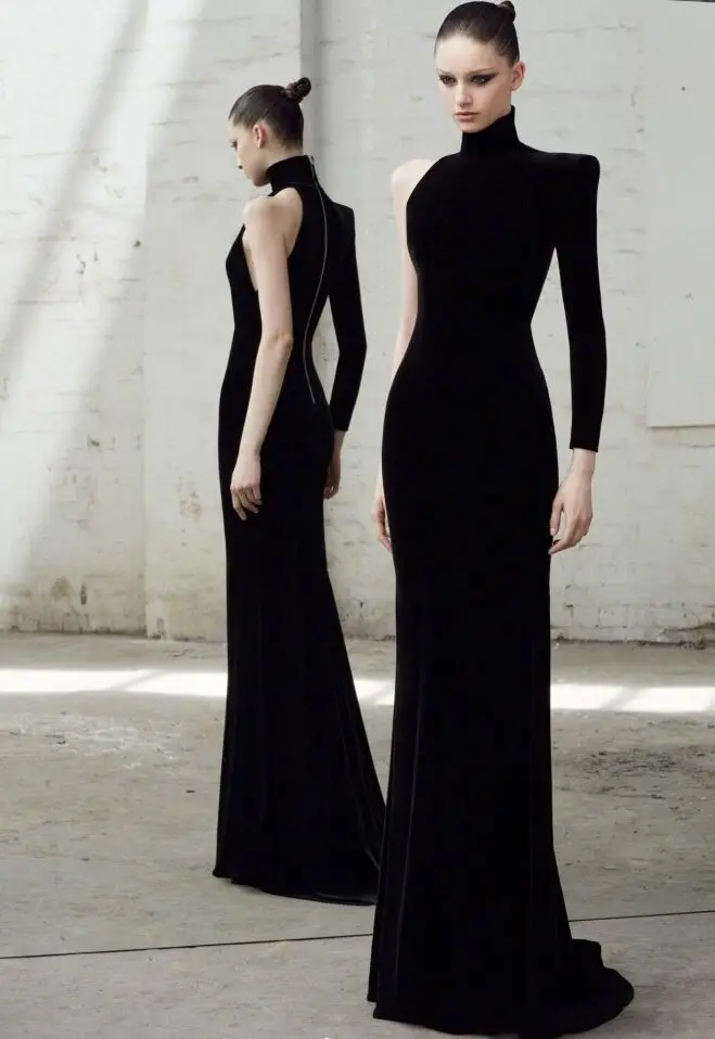Women Sexy Elegant One Shoulder Turtleneck Party Formal Evening Dress Slim Court Train Mermaid Dress
Women Sexy Elegant One Shoulder Turtleneck Party Formal Evening Dress Slim Court Train Mermaid Dress