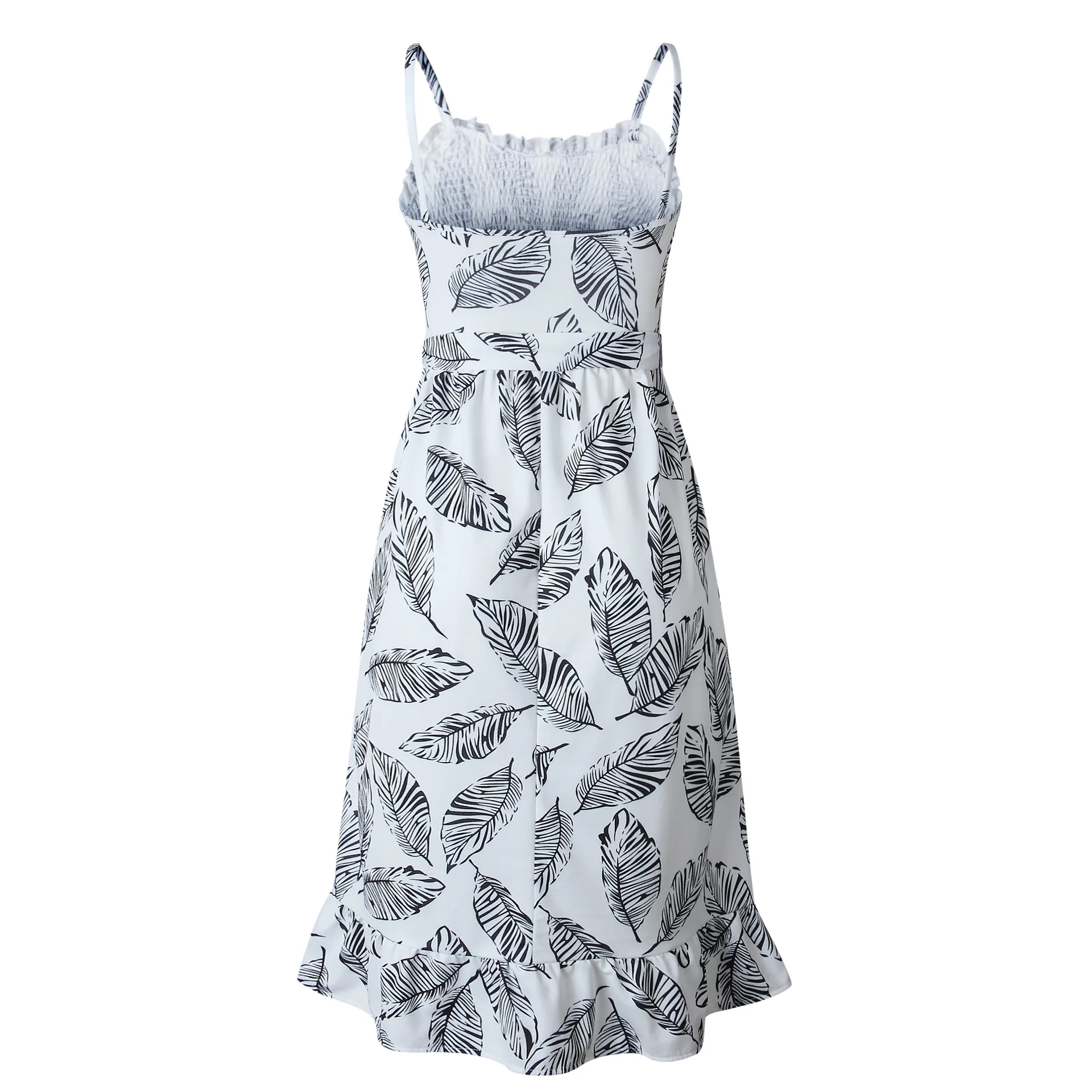 Summer Autumn Fashion Printed Leaf Lace-up Flounced Dress Sleeveless Mid-Calf Spaghetti Strap Women Dress
Summer Autumn Fashion Printed Leaf Lace-up Flounced Dress Sleeveless Mid-Calf Spaghetti Strap Women Dress