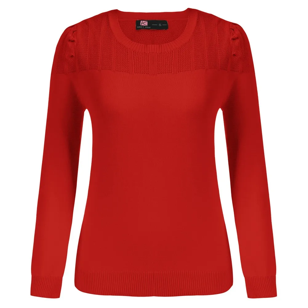 KK Women Hollowed-Out Patchwork Sweater Puffed Long Sleeve Crew Neck Knitwear Round Neck Long-sleeved Woolen Pullover
KK Women Hollowed-Out Patchwork Sweater Puffed Long Sleeve Crew Neck Knitwear Round Neck Long-sleeved Woolen Pullover
