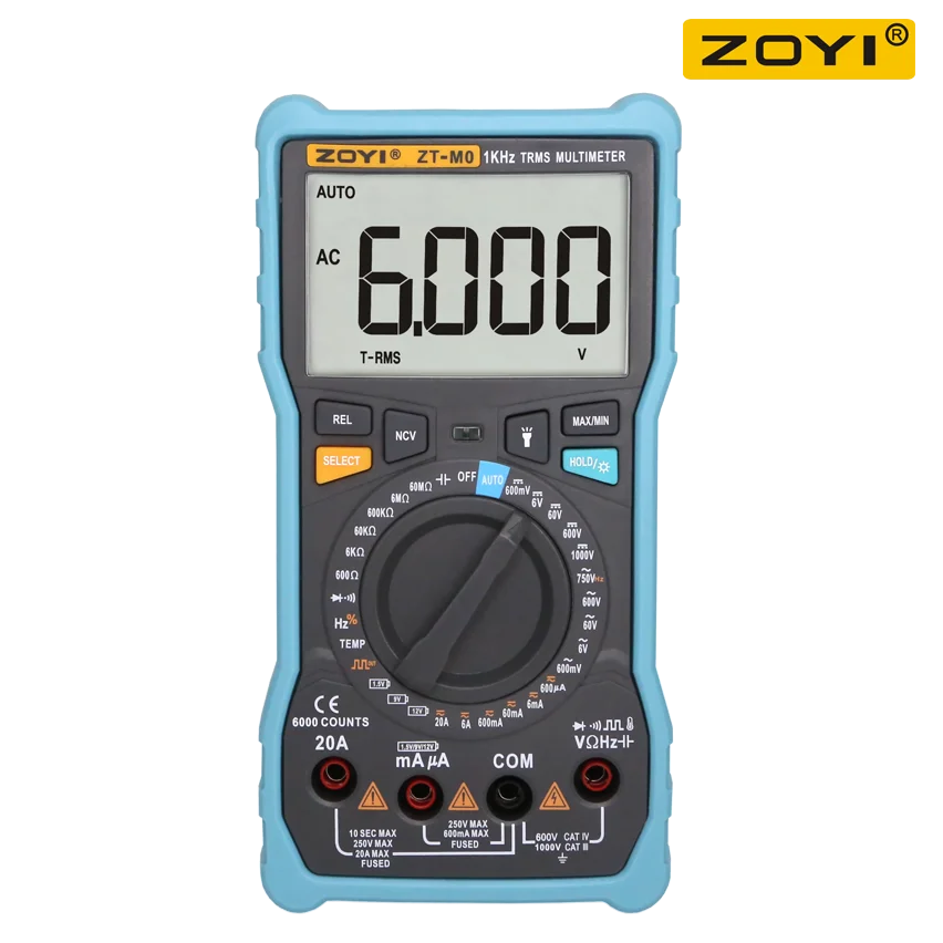 Цифровой мультиметр ZOYI, 6000 отсчетов, умное распознавание, ручной диапазон, Avometer
Цифровой мультиметр ZOYI, 6000 отсчетов, умное распознавание, ручной диапазон, Avometer