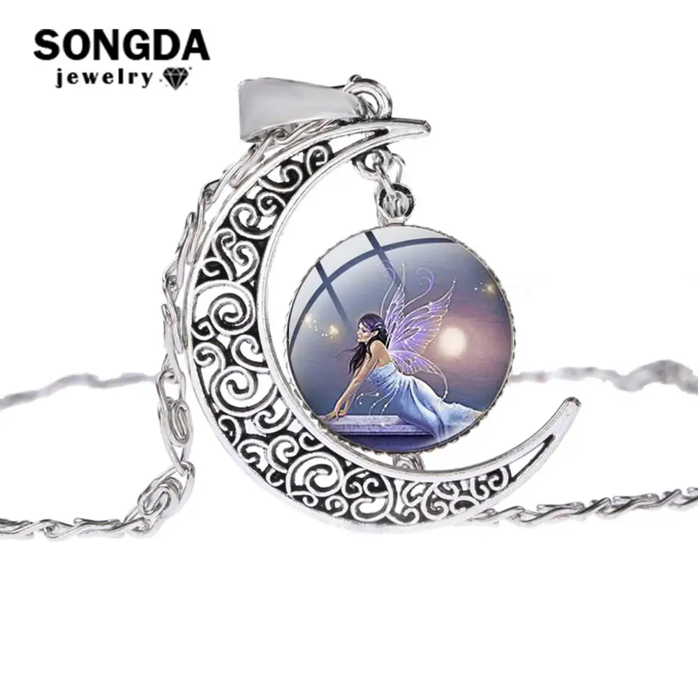 Flower Fairy Elf Necklace Glass Time Crescent Moon Pendant Elves Vanyar Chain Necklace for Women Girls Angel Jewelry Accessories
Flower Fairy Elf Necklace Glass Time Crescent Moon Pendant Elves Vanyar Chain Necklace for Women Girls Angel Jewelry Accessories
