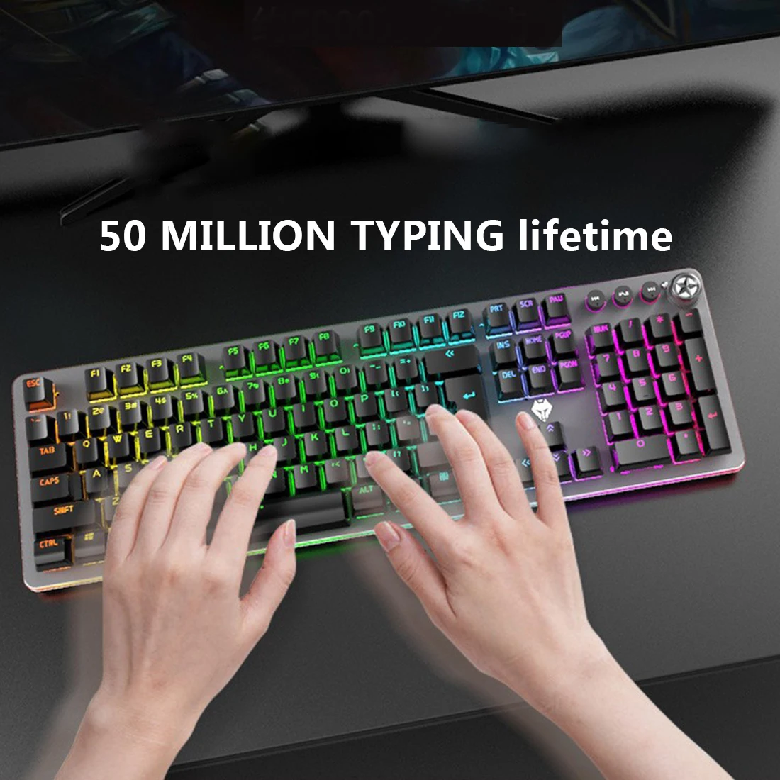 G900 104 Keys Wired RGB Blacklit Mechanical Gaming Keyboard For Office Electronic Sports Games - Silver Black (Knob Version)
G900 104 Keys Wired RGB Blacklit Mechanical Gaming Keyboard For Office Electronic Sports Games - Silver Black (Knob Version)