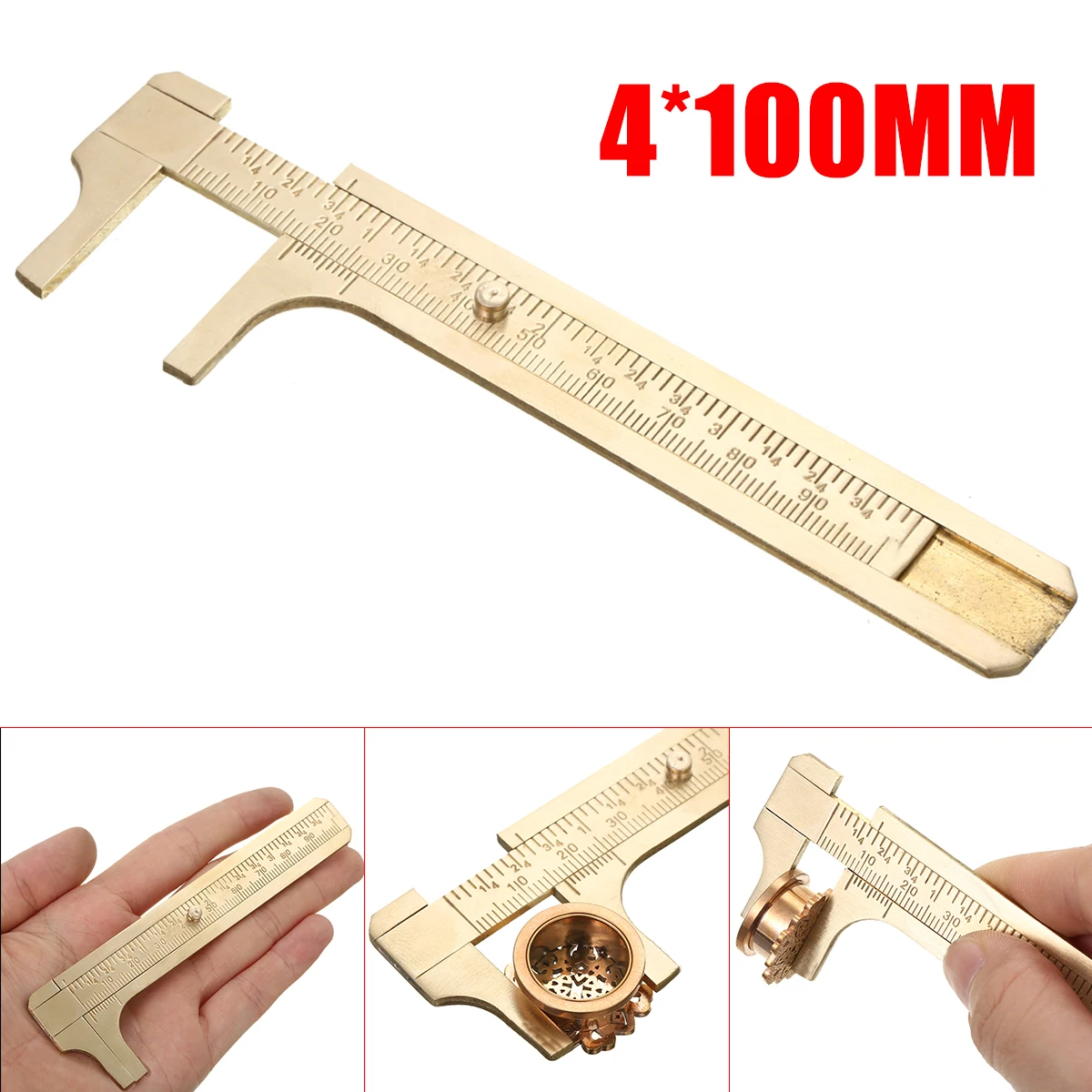 4"/100mm Non-Magnetic Brass Caliper Sliding Vernier Ruler Gauge Tool Measuring Inches/Meter Tools
4"/100mm Non-Magnetic Brass Caliper Sliding Vernier Ruler Gauge Tool Measuring Inches/Meter Tools